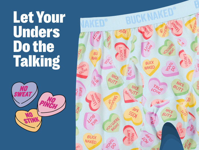 Candy heart patterned boxer briefs.