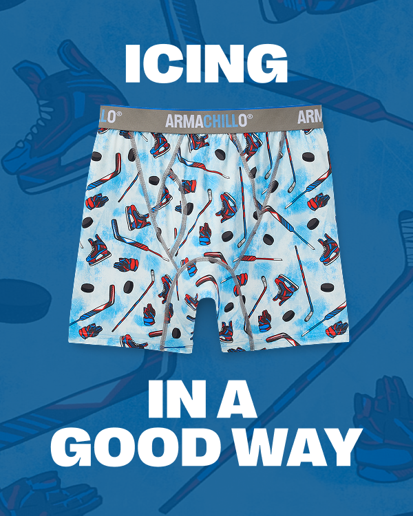 Hockey patterned boxer briefs.