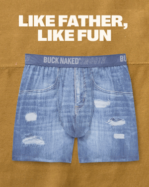 Headline: Like Father, Like Fun. Patterned underwear.