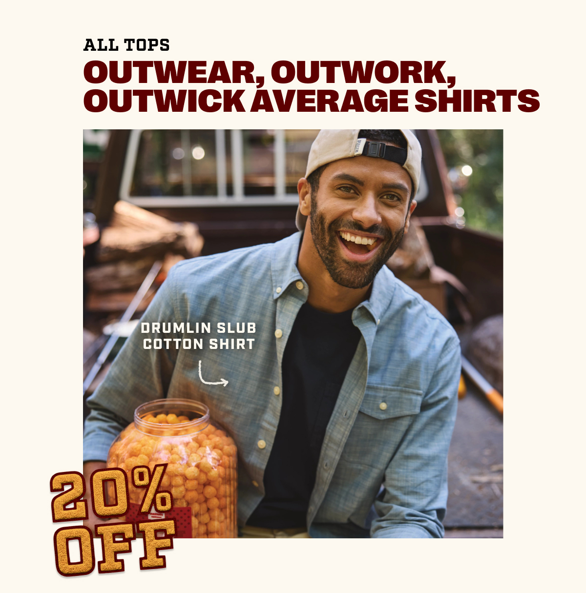 20% OFF All Tops - Outwear, Outwork, Outwick Average Shirts - Drumlin Slub Cotton Shirt