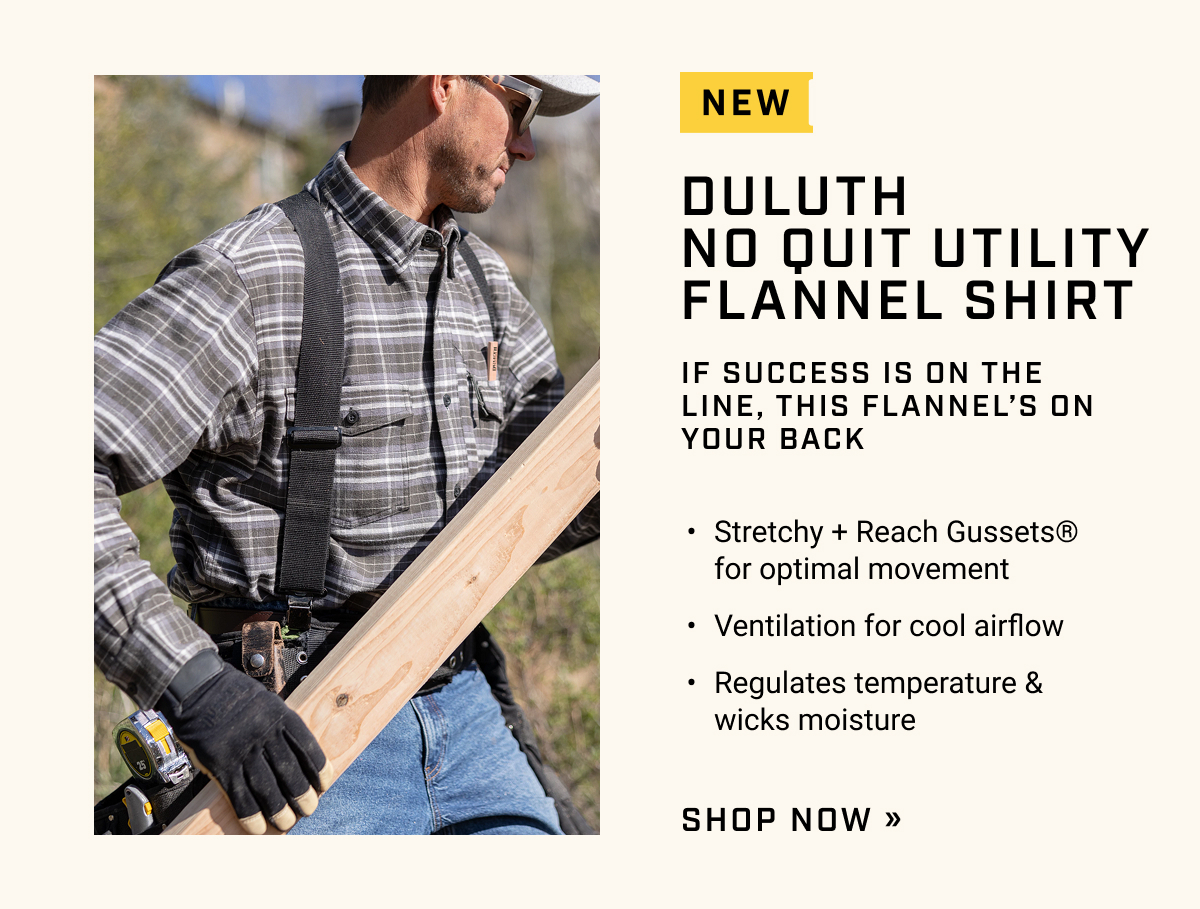 NEW - Duluth No Quit Utility Flannel Shirt - If Success Is On The Line, This Flannel's On Your Back