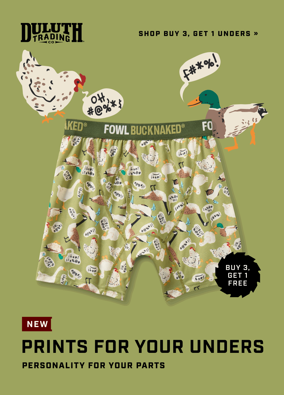 DULUTH TRADING CO - Shop Buy 3, Get 1 Unders - New Prints For Your Unders - Personality For Your Parts